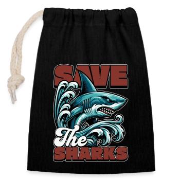 Shark Enthusiast Save The Sharks Marine Biologist - Verschließbarer Geschenkbeutel aus Baumwolle (14x20cm) - Schwarz - Vorne