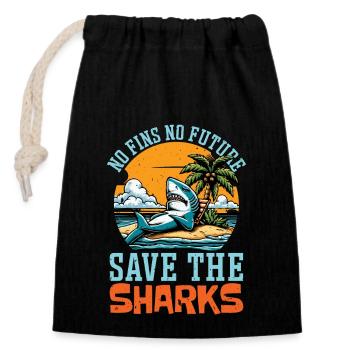Shark Enthusiast No Fins No Future Marine Biology - Closable cotton gift bag (14x20cm) - black - Front