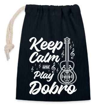 Keep calm and play Dobro - Verschließbarer Geschenkbeutel aus Baumwolle (14x20cm) - Navy - Vorne