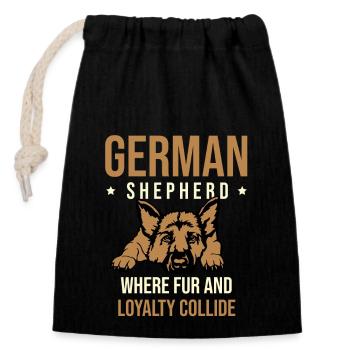 Berger Allemand Où La Fourrure Et La Loyauté Chien Entrent En Collision - Sac cadeau en coton avec cordon (14 x 20 cm) - noir - Devant