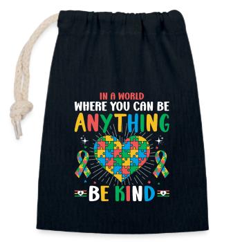Autism Autistic - Closable cotton gift bag (14x20cm) - navy - Front