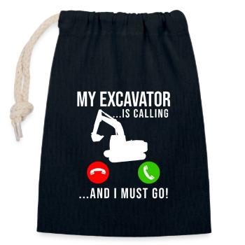 Excavator Construction Worker - Closable cotton gift bag (14x20cm) - navy - Front