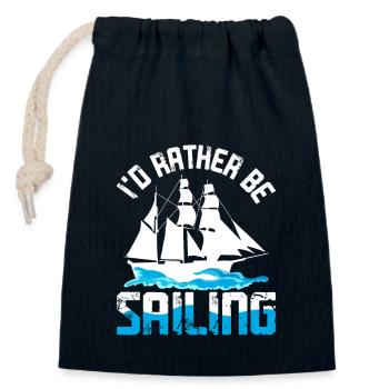 Voilier marin - Sac cadeau en coton avec cordon (14 x 20 cm) - bleu marine - Devant