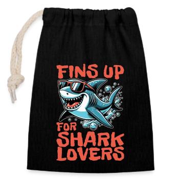 Shark Enthusiast Fins Up For Shark Marine Life - Closable cotton gift bag (14x20cm) - black - Front