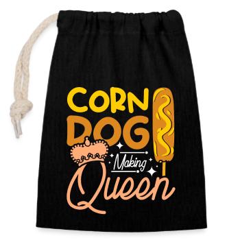 Chien de maïs faire reine - Sac cadeau en coton avec cordon (14 x 20 cm) - noir - Devant
