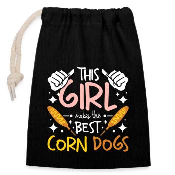 This girl makes the best Corn Dogs - Closable cotton gift bag (14x20cm) - black - Front