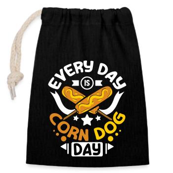 Every day is Corn Dog day - Closable cotton gift bag (14x20cm) - black - Front