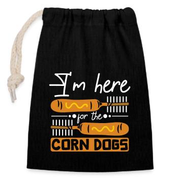 I'm here for the Corn Dogs - Closable cotton gift bag (14x20cm) - black - Front