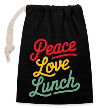 Paix Amour Déjeuner Cantine cafétéria humour - Sac cadeau en coton avec cordon (14 x 20 cm) - noir - Devant