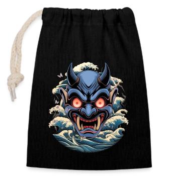 Japan Oni Maske Dämon Sad Aesthetic Edgy Streetwea - Verschließbarer Geschenkbeutel aus Baumwolle (14x20cm) - Schwarz - Vorne