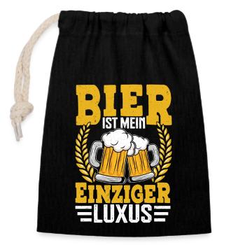 Bier ist mein Luxus – Witziges Mallorca Design - Verschließbarer Geschenkbeutel aus Baumwolle (14x20cm) - Schwarz - Vorne