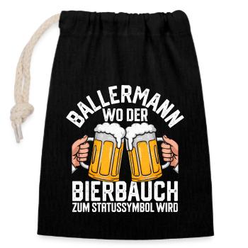 Malle Style Mode – Ein Bierbauch als Statussymbol! - Verschließbarer Geschenkbeutel aus Baumwolle (14x20cm) - Schwarz - Vorne