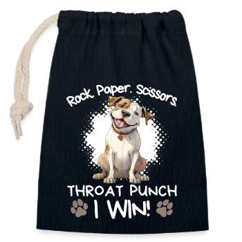Rock Paper Scissors Bulldog Sarcastic Funny - Closable cotton gift bag (14x20cm) - navy - Front
