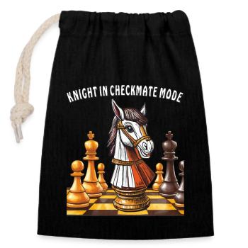 SCHACH KNIGHT IN CHECKMATE MODE - Verschließbarer Geschenkbeutel aus Baumwolle (14x20cm) - Schwarz - Vorne
