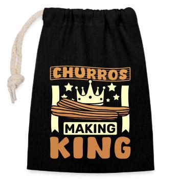 Roi des churros - Sac cadeau en coton avec cordon (14 x 20 cm) - noir - Devant