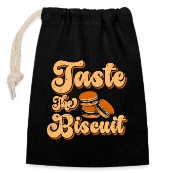 Taste The Biscuit Taste The Goodness - Closable cotton gift bag (14x20cm) - black - Front