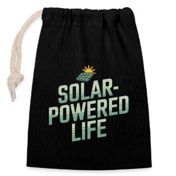 Solar Power Renewable Energy Sustainable Living - Closable cotton gift bag (14x20cm) - black - Front