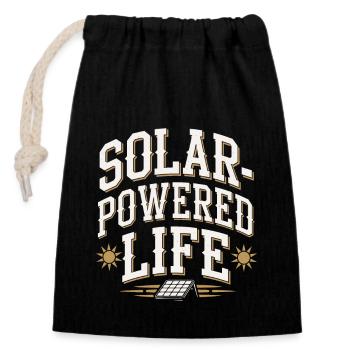 Solar Power Renewable Energy Sustainable Living - Closable cotton gift bag (14x20cm) - black - Front