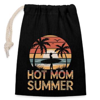 Hot Mom Summer - Surf - Closable cotton gift bag (14x20cm) - black - Front
