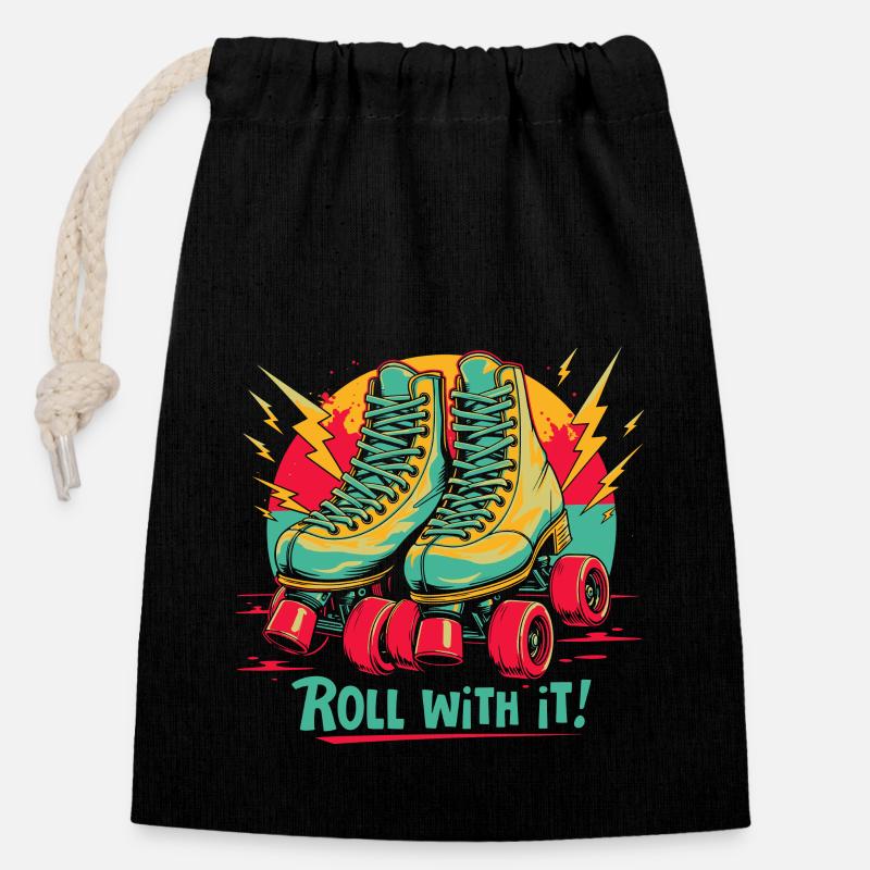 ROLL - Closable cotton gift bag (14x20cm) - black