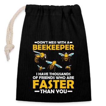 Don't Mess With A Beekeeper Beekeeping Apiarist - Verschließbarer Geschenkbeutel aus Baumwolle (14x20cm) - Schwarz - Vorne