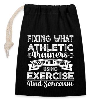 Athletic Trainer Funny Athletic Trainer - Closable cotton gift bag (14x20cm) - black - Front