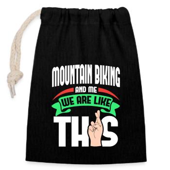 Le VTT me sont comme - Sac cadeau en coton avec cordon (14 x 20 cm) - noir - Devant