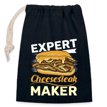 Fabricant expert de cheesesteak philly - Sac cadeau en coton avec cordon (14 x 20 cm) - bleu marine - Devant