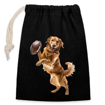 Golden Retriever - Closable cotton gift bag (14x20cm) - black - Front