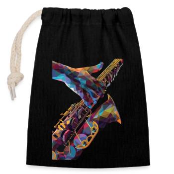 Saxophone - Closable cotton gift bag (14x20cm) - black - Front