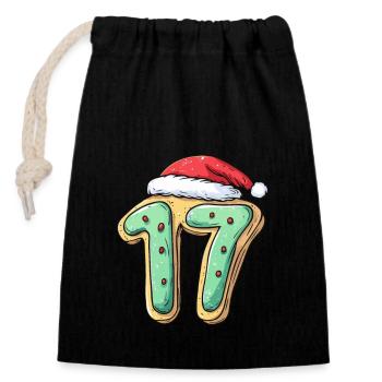 17 Number Christmas Cookie - Closable cotton gift bag (14x20cm) - black - Front