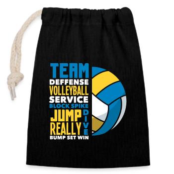 Volleyball Team Sprung Verteidigung Spiel - Verschließbarer Geschenkbeutel aus Baumwolle (14x20cm) - Schwarz - Vorne