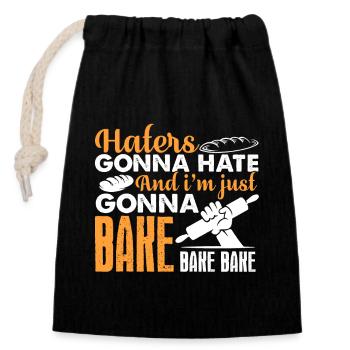 Baking Baker Gonna Bake - Closable cotton gift bag (14x20cm) - black - Front