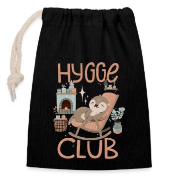 Hygge Club - Verschließbarer Geschenkbeutel aus Baumwolle (14x20cm) - Schwarz - Vorne