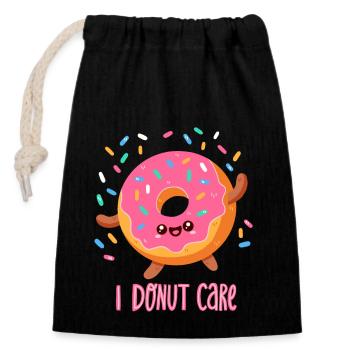 Donut: Mir egal! - Verschließbarer Geschenkbeutel aus Baumwolle (14x20cm) - Schwarz - Vorne