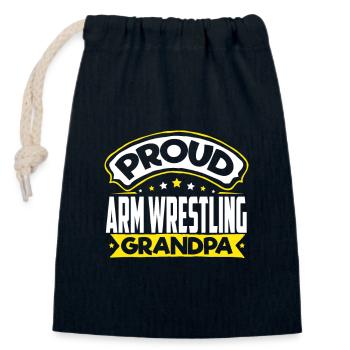 Sports Grandpa Arm Wrestling Grandpa - Closable cotton gift bag (14x20cm) - navy - Front