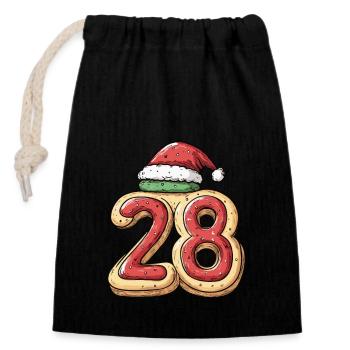 Biscuit de Noël à 28 chiffres - Sac cadeau en coton avec cordon (14 x 20 cm) - noir - Devant