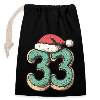 Biscuit de Noël à 33 chiffres - Sac cadeau en coton avec cordon (14 x 20 cm) - noir - Devant