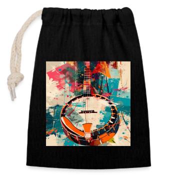 Banjo - Closable cotton gift bag (14x20cm) - black - Front
