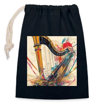 Harp - Closable cotton gift bag (14x20cm) - navy - Front