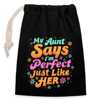 PERFECT - Closable cotton gift bag (14x20cm) - black - Front