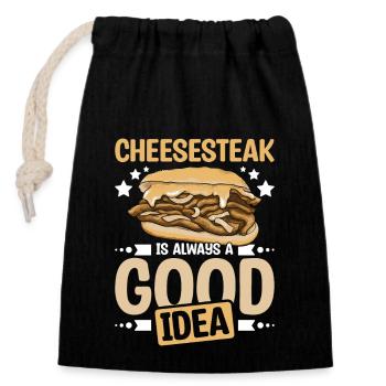 Philly cheesesteak is always a good Idea - Closable cotton gift bag (14x20cm) - black - Front