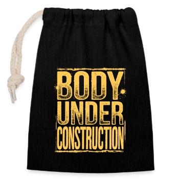 Body Under Construction - Verschließbarer Geschenkbeutel aus Baumwolle (14x20cm) - Schwarz - Vorne