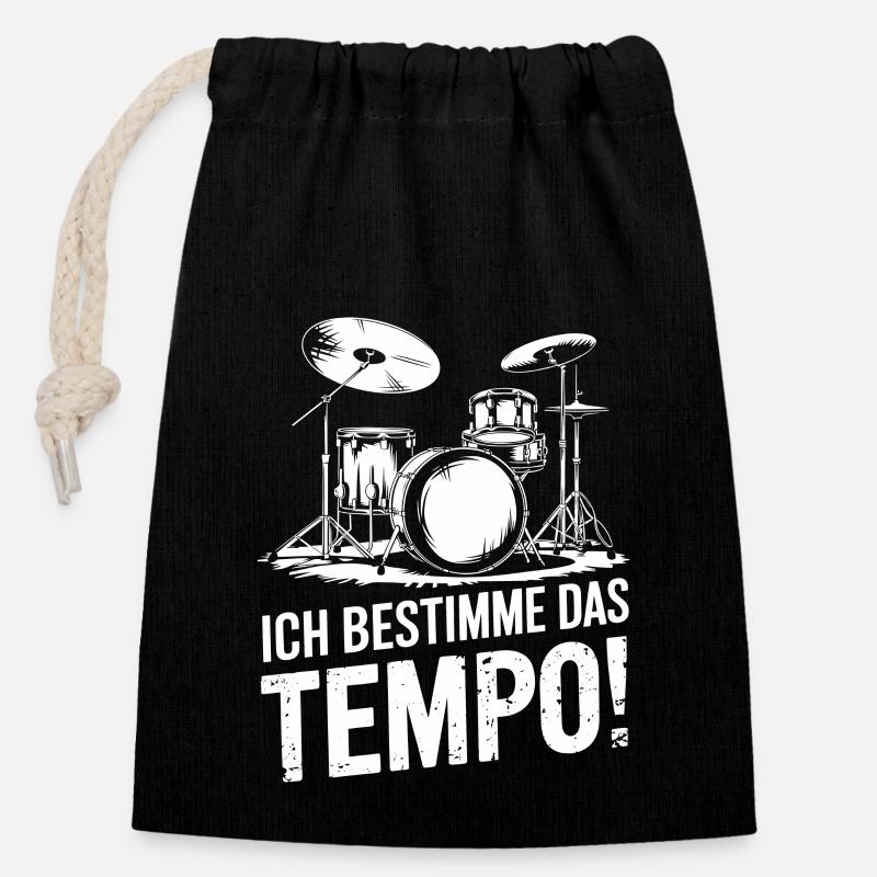 Schlagzeug Drummer Schlagzeuger Schlagzeugspieler - Verschließbarer Geschenkbeutel aus Baumwolle (14x20cm) - Schwarz