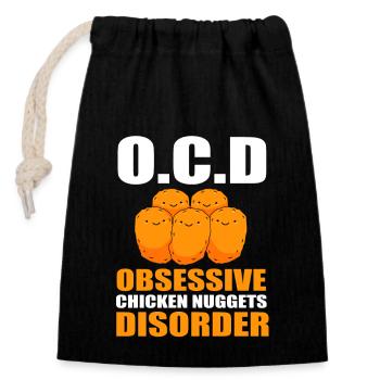 Chicken Nuggets - Closable cotton gift bag (14x20cm) - black - Front