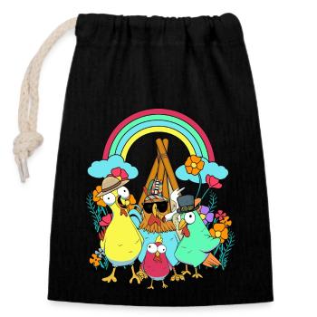 Rainbow Hippie Teepee Chickens Stoner Chicken - Closable cotton gift bag (14x20cm) - black - Front
