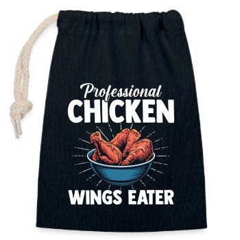 Mangeur professionnel d’ailes de poulet Hühnerflügel - Sac cadeau en coton avec cordon (14 x 20 cm) - bleu marine - Devant