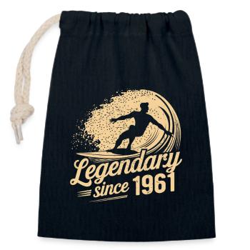 Légendaire depuis 1961 Anniversaire Surfeur - Sac cadeau en coton avec cordon (14 x 20 cm) - bleu marine - Devant
