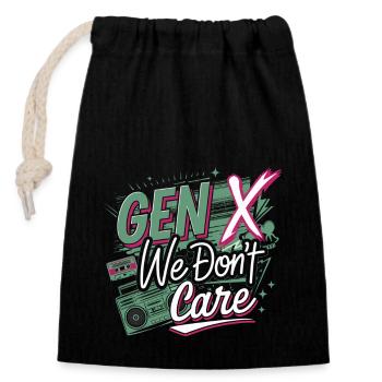 Gen X We Don't Care 4 - Verschließbarer Geschenkbeutel aus Baumwolle (14x20cm) - Schwarz - Vorne