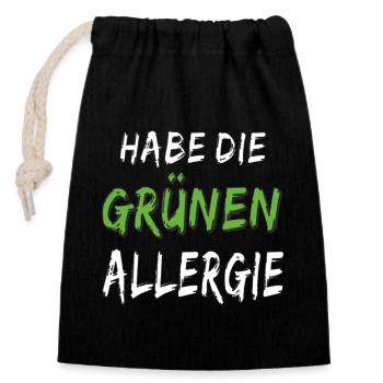 GRÜN HABE DIE GRÜNEN ALLERGIE - Verschließbarer Geschenkbeutel aus Baumwolle (14x20cm) - Schwarz - Vorne